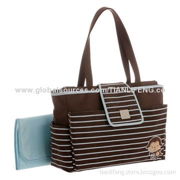 Children's Mine Stripe Monkey-shaped Tote Diaper Bag, Made of 100% Polyester